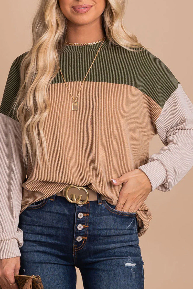 Sweatshirt Bicolore Décontracté