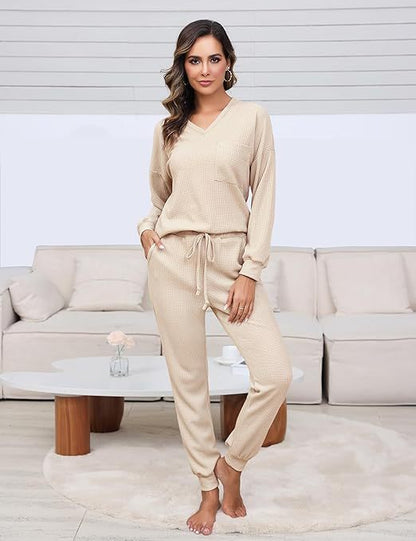 Ensemble de pyjama gaufré col V