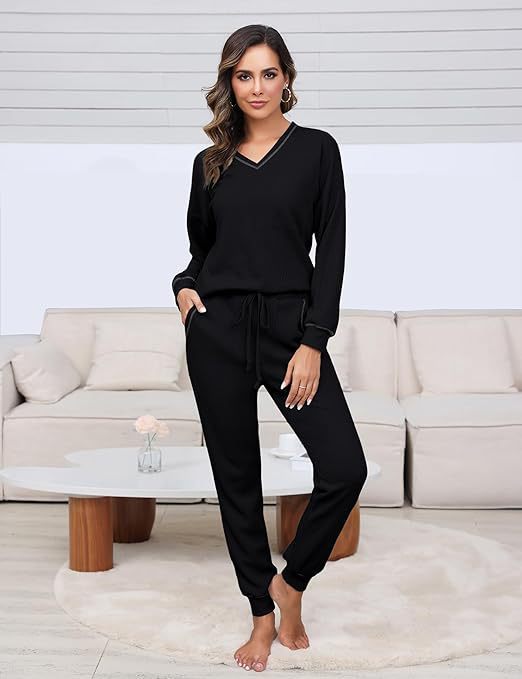 Ensemble de pyjama gaufré col V