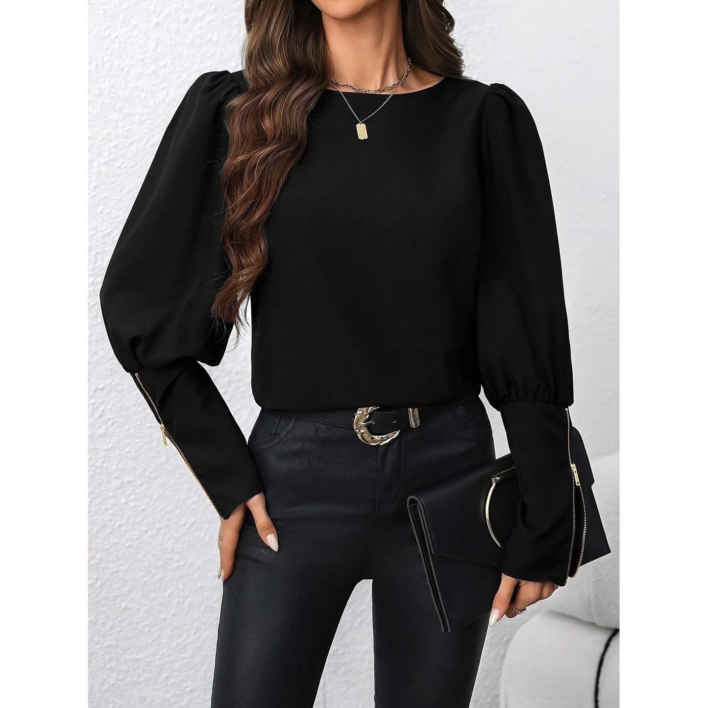 Top Zippé à Col Polo