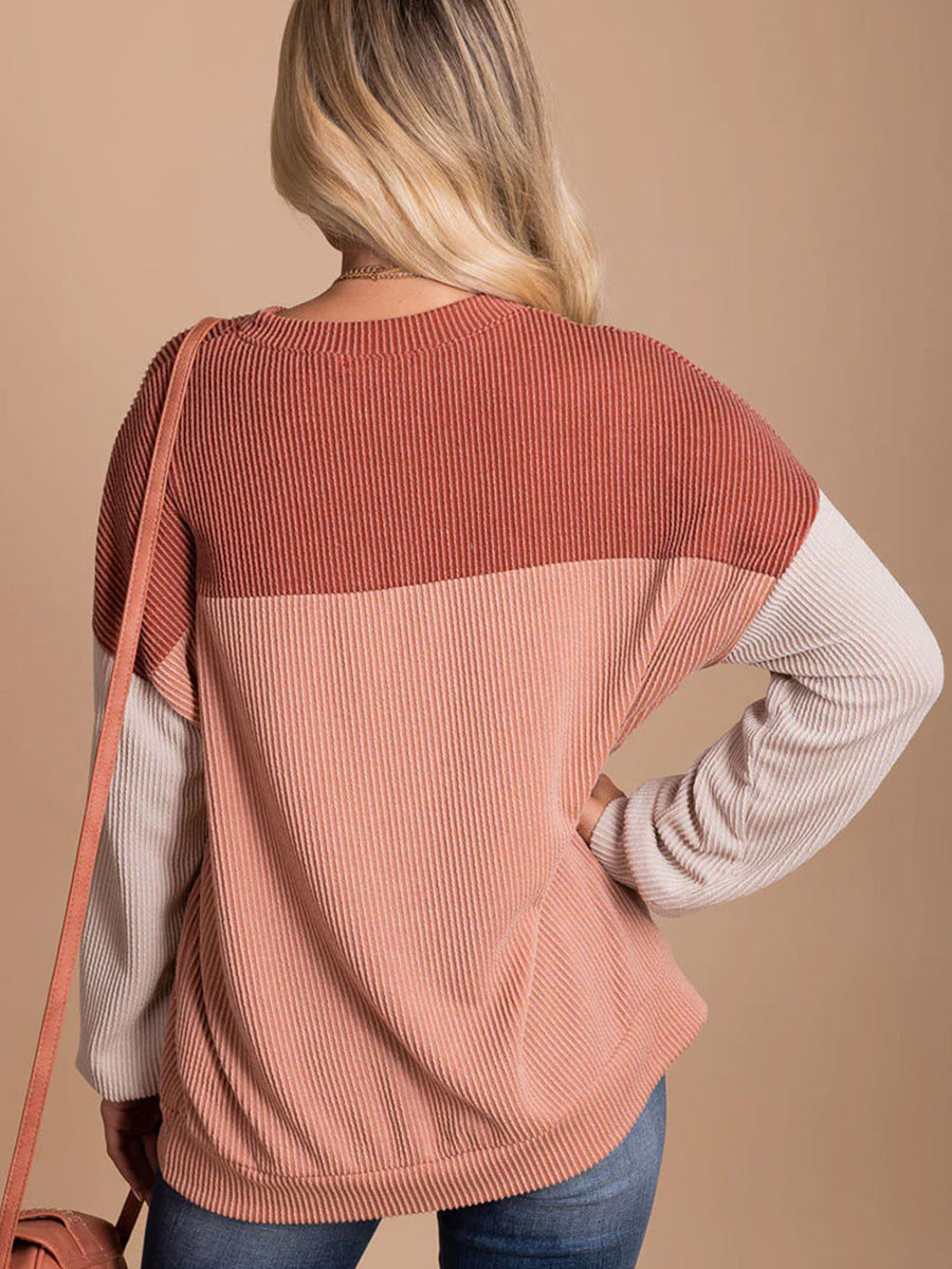 Sweatshirt Bicolore Décontracté