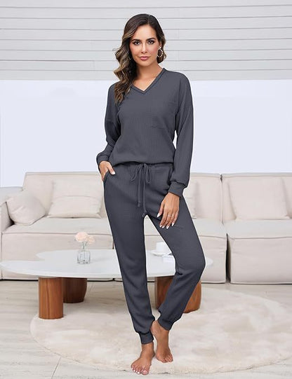 Ensemble de pyjama gaufré col V